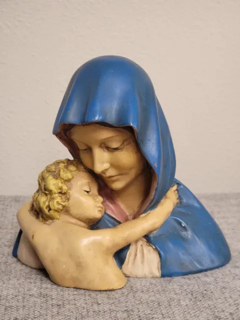 Vintage Italian Art Pottery Sculpture Madonna & Child/Blessed Virgin Mary +Jesus