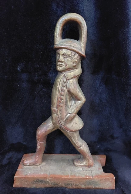 Antique revolutionary soldier brass door Stop 12"