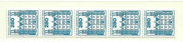 Berlin Rollenmarken Burgen + Schlösser  5er Streifen  Mi. 676 R  postfrisch