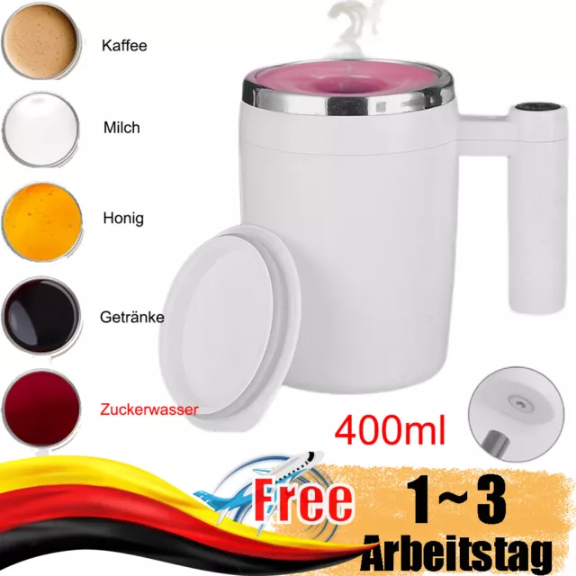 400ml Selbstrührender Becher mit Deckel Automatische Magnetrühr Kaffeetasse DE