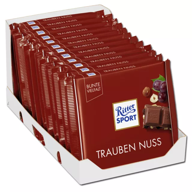 (12,24€/1kg) Ritter Sport Trauben-Nuss, Schokolade, 12 Tafeln je 100g