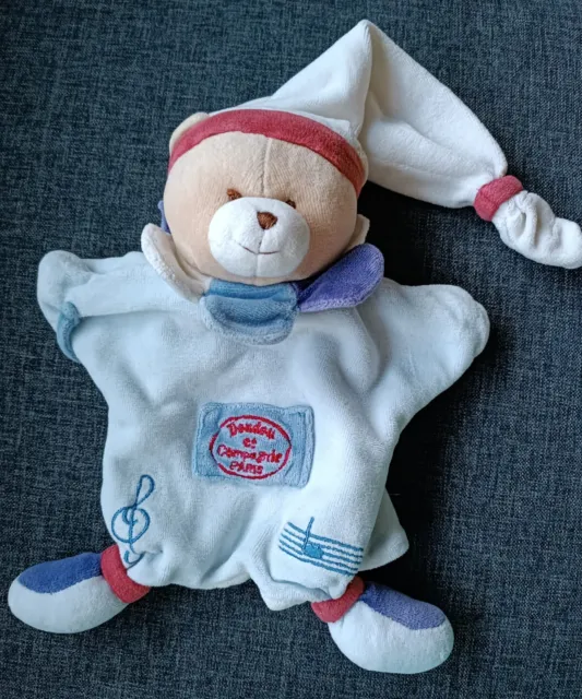 DOUDOU ET COMPAGNIE Marionnette Ours Ourson Bleu Beige