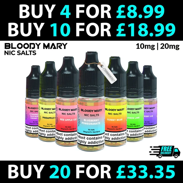 BLOODY MARY NIC Salts 10ml 5000 E Liquid Vape Juice 50VG/50PG Flavours