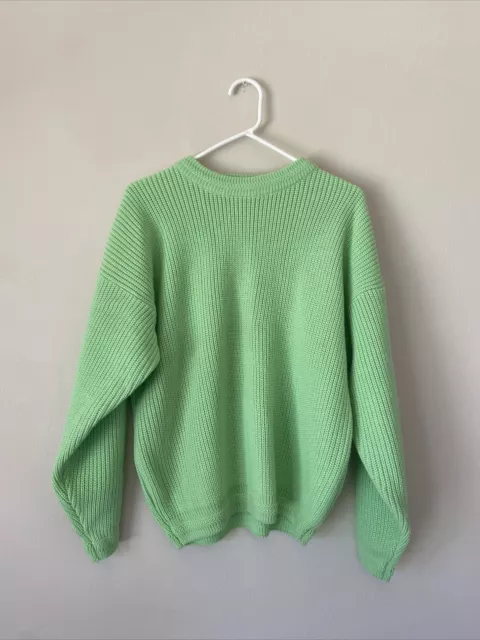 TJW by Mervyns Green Pullover Knit Fisherman Sweater Womens Large Vintage VTG