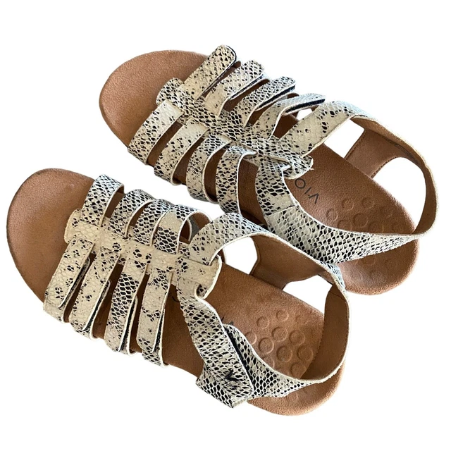 Vionic Harissa Sandals Women Size 7 Snakeskin Pattern Leather Strappy Adjustable