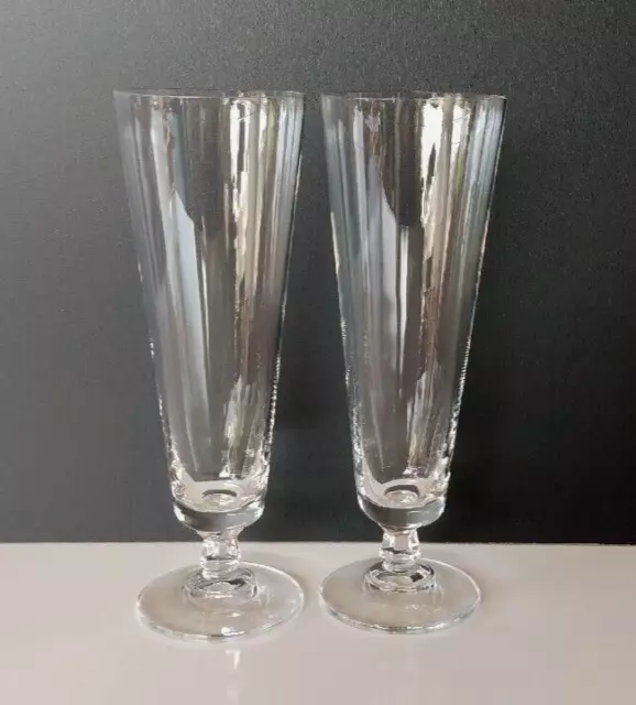 Lenox - Decor Plain - Signed Crystal Pilsner Beer Glasses - Pair