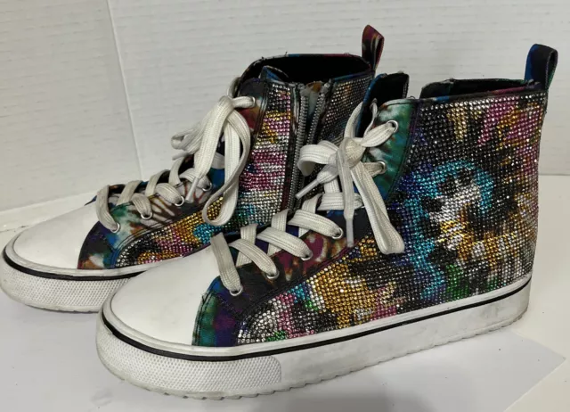 Girl's Fashion Shoes Steve Madden Size 5 Chuck Taylor Style Tie Dye Glitter 2