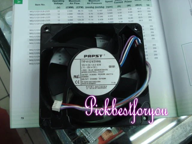 1pc for TYP4112 N/31HHA DC 12V 1.5A 18W 12038 4Pin Fan #Mp31 QL