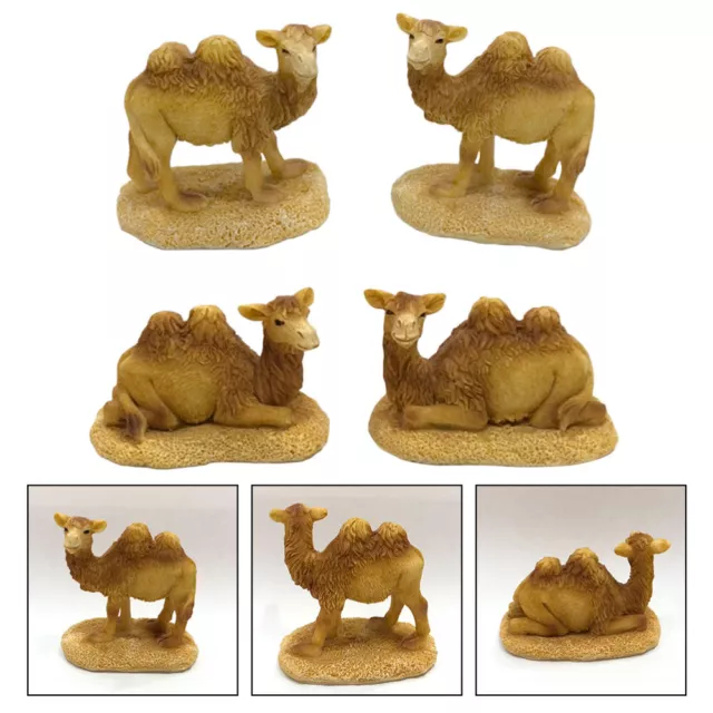 4 Pcs Camel Resin Lovers Landscape Statue Desk Decor Wildlife