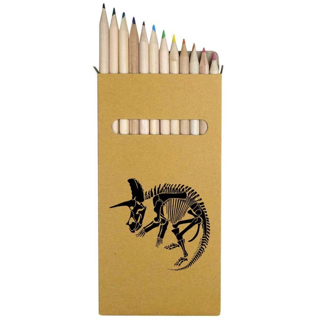 12 x 'Triceratops Fossil' lang 178 mm Buntstifte/Bleistift-Set (PE00051123)