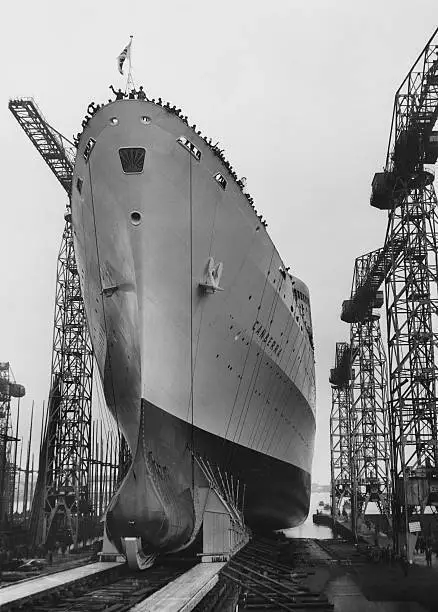 The Po Ocean Going Passenger Liner Ss Canberra Is Launched 1960 OLD PHOTO
