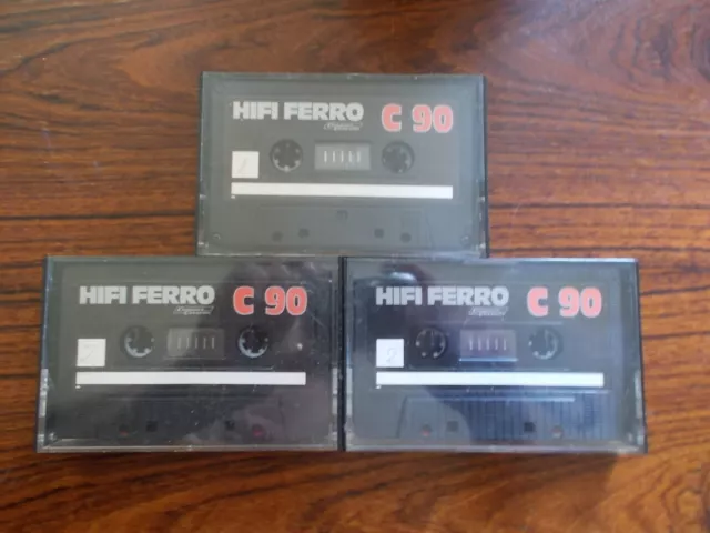 HIFI FERRO C 90 Compact Cassette Tapes  Kassetten 3 Stück Audiokassetten Vintage