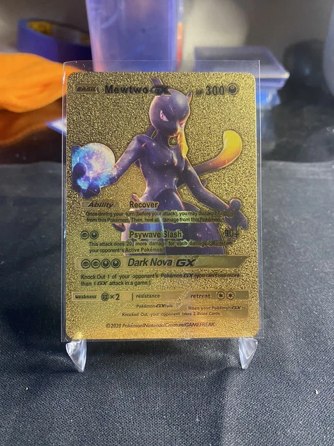 Mewtwo GX HP300 Pokemon Gold Foil Fan Art Card