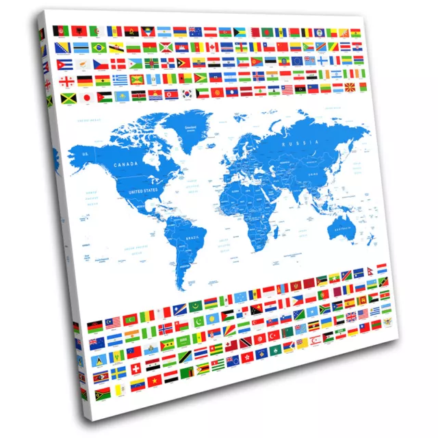 World Atlas Geography Globe Maps Flags SINGLE TOILE murale ART Photo Print