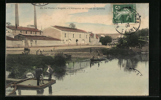 CPA Nogent-sur-Marne, la Marne, l´Abreuvoir et l´Usine de Quinine