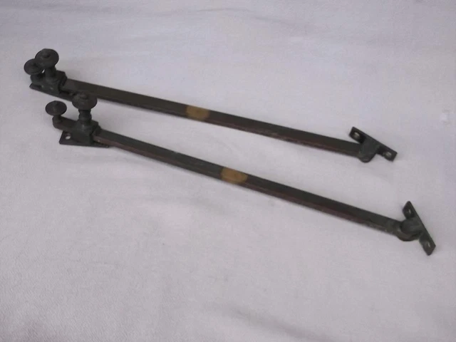 Beautiful Quality Pair Of British Made Heavy Brass Window Stays . M1807