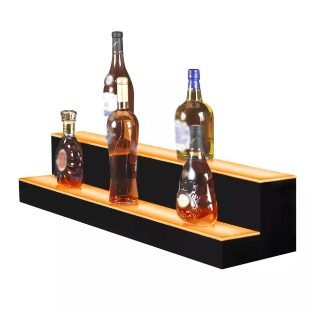 40" LED BAR SHELF 2 Step Glowing Liquor Bottle Display Shelves for Home / Bar US