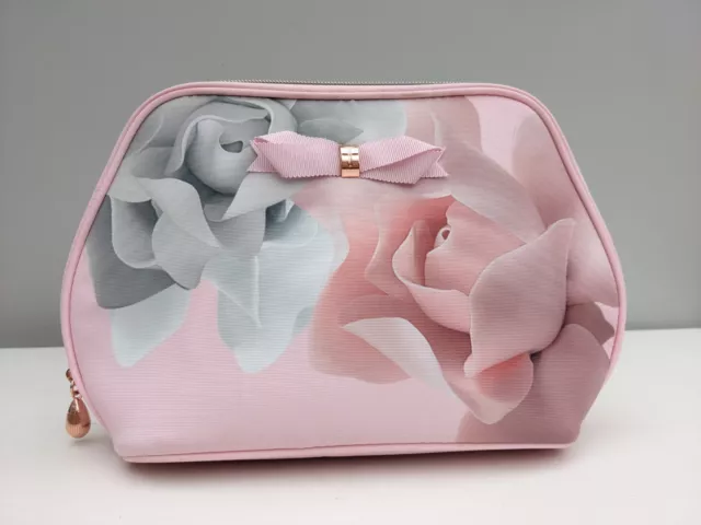 Ted Baker Wash Bag Make-Up Case Travel Pouch Pink Toiletry Wash Bow floral
