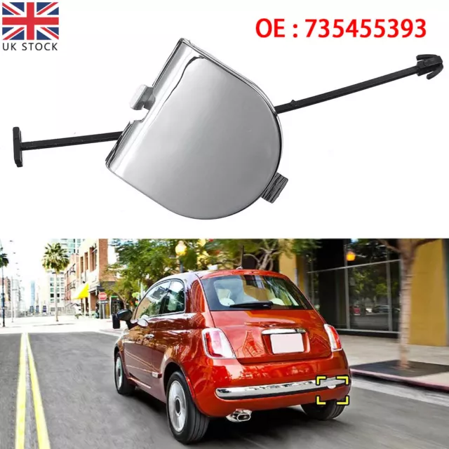 Rear Bumper Towing Hook Eye Cover Cap Chrome For Fiat 500 500C 735455393 Part