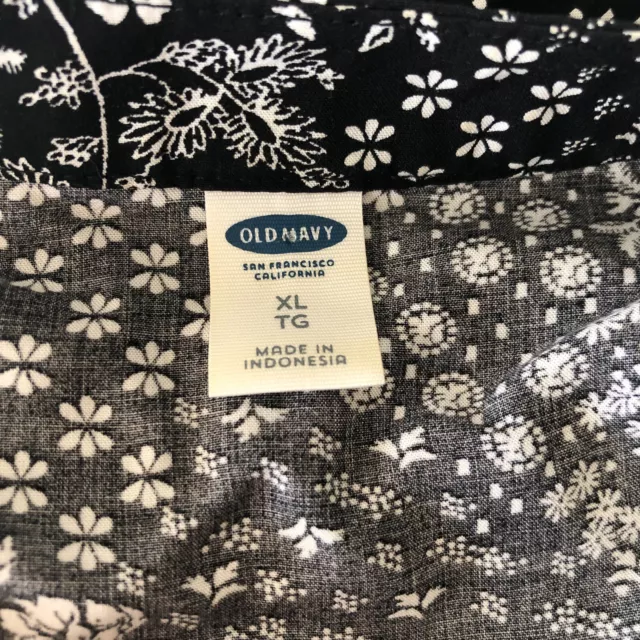 Old Navy Women's Dress Size XL Floral Ditsy Black Bohemian Peasant Pleated Rayon 3