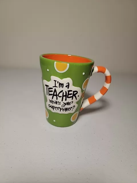 New I'm a Teacher What's Your Superpower? Coffee or Tea Mug Cup Polka Dot Green