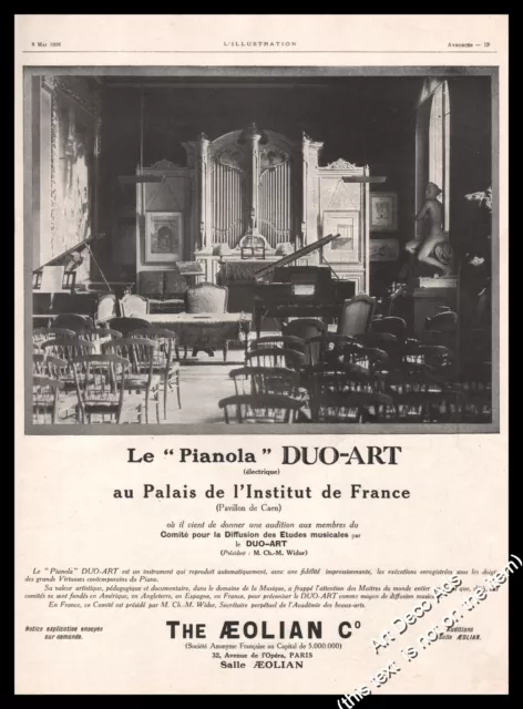 1926 Piano Pianola  The Aeolian C° Original French Advert Print Ad - U