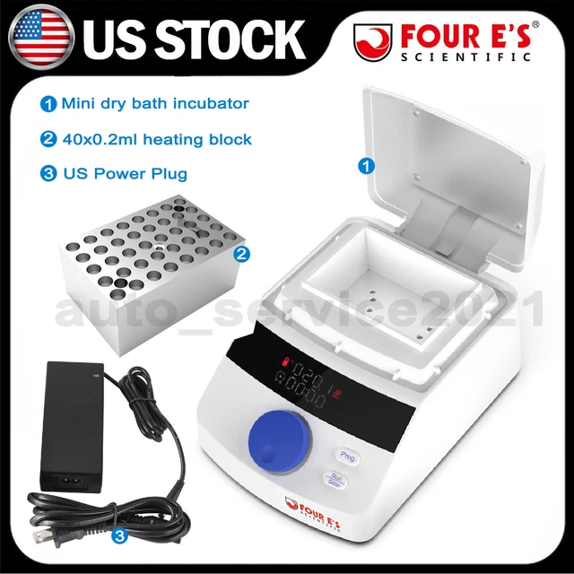 Mini Lab Dry Bath Incubator Heater w/ Heat Lid 40 x 0.2mL Heating Block US Plug