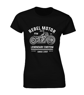Rebel Motorbike Ladies T Shirt Motorcycle Biker Design Gift Present Idea Cars