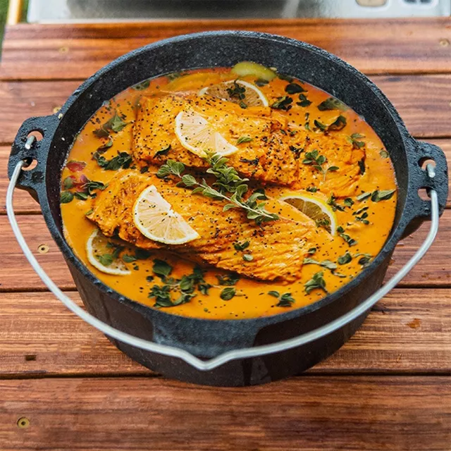 Dutch Oven Feuertopf Gusstopf Kochtopf Gusseisen Potjie Camping Kochgeschirr 2