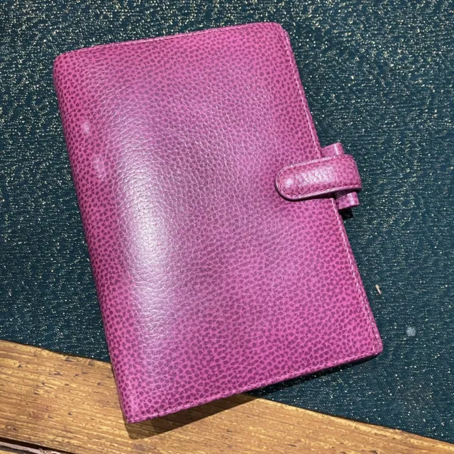 Filofax Finsbury Personal Organiser Raspberry Grained Leather Ring Bound