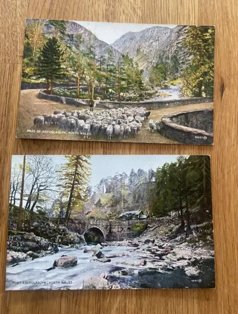 Two Vintage Postcards of Aberglaslyn, North Wales - Valentine's Valesque Series