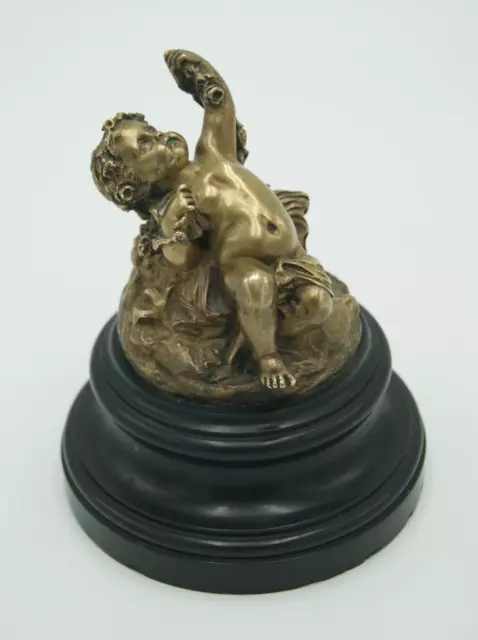 Louis Kley (1833-1911) Putti - Cherub Sculpture Gilt Bronze Black Marble France