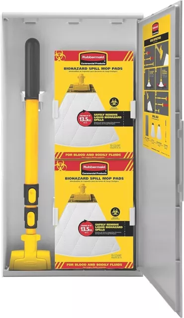Rubbermaid Biohazard Kit with Biohazard Mop Pads, Handle And Storage Cabiney