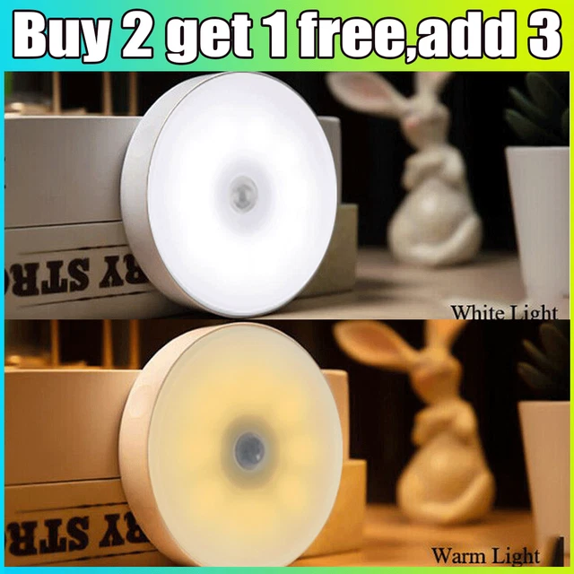 8LED MOTION SENSOR Light PIR USB Battery Wireless Wall Cabinet Stair ...