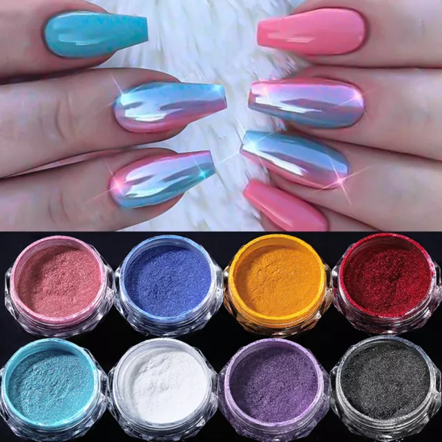 Glitzerpigment Maniküre Farbverlauf Nail Art Pulver Neonspiegel Effekt Nägel -