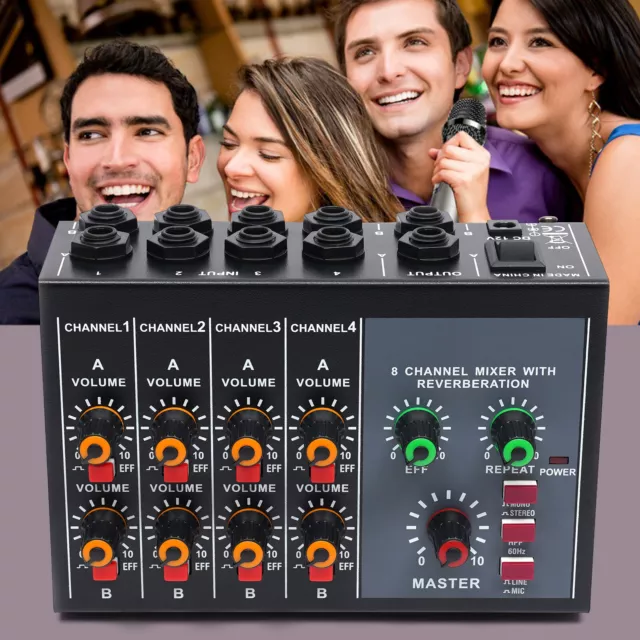 8 Channels MIX-428 Mono Stereo Audio Mixer Home Karaoke Sound Mixing Amplifier