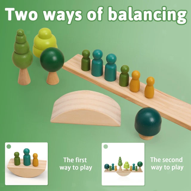 WOODEN BALANCE SCALE Toy Developing Intelligence Ability Motors for ...