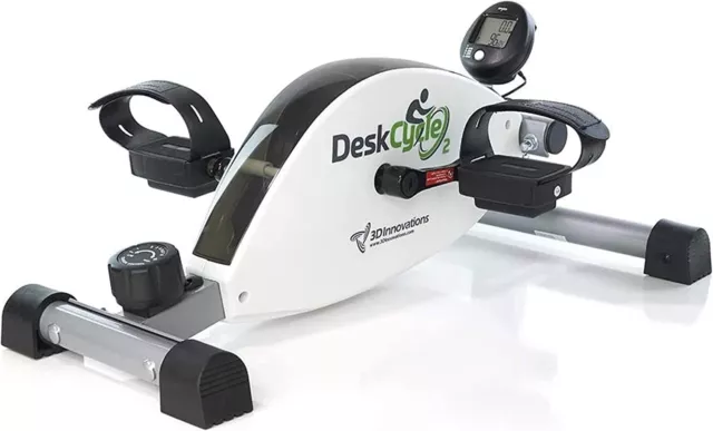 DeskCycle 2 Under Desk Bike Pedal Exerciser with Adjustable Leg - White