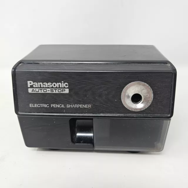 Vintage Panasonic KP-110 Auto Stop Electric Pencil Sharpener Black Finish Works!