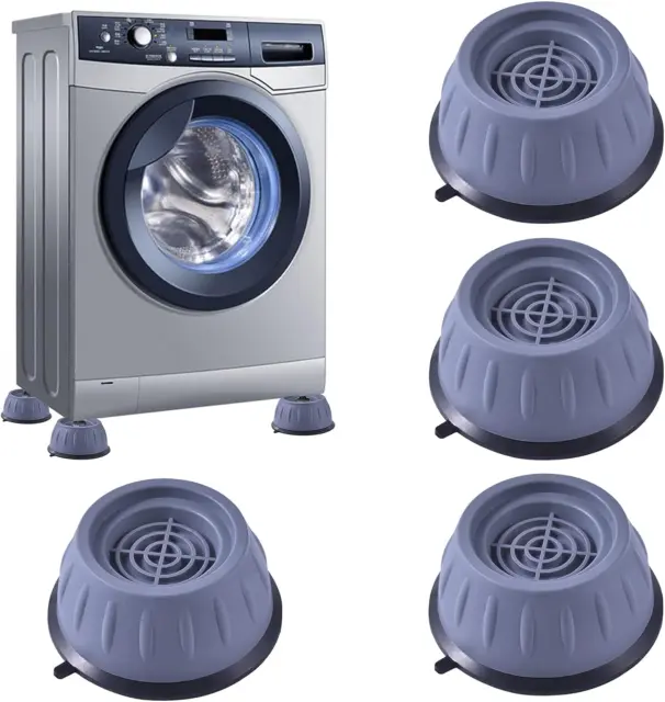 4 Pcs Amortisseur machine à laver Caoutchouc antidérapant Support patins  Pieds de machine à laver et