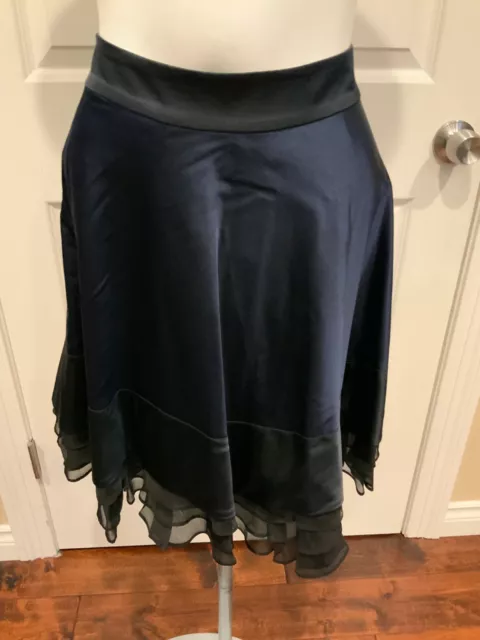 Diane Von Furstenberg Billie Blue & Black Silk Tiered Mini Skirt, Size 4