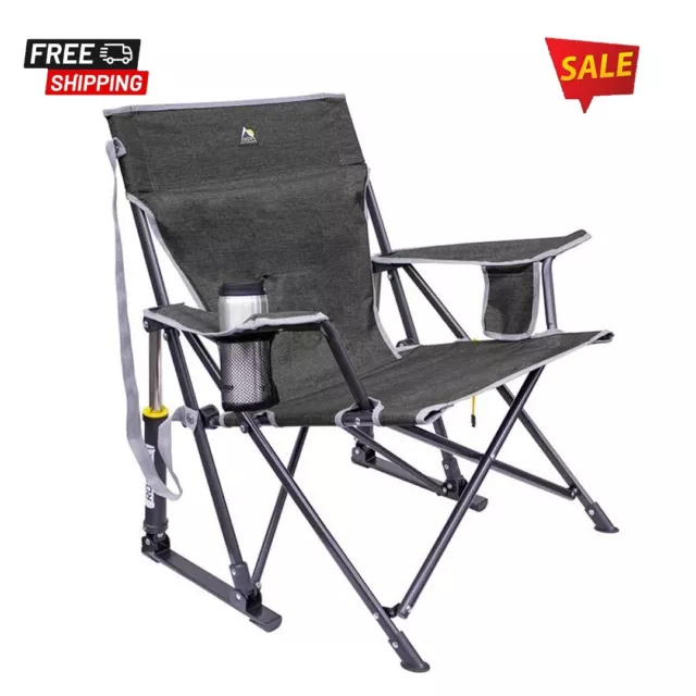 [SALE]GCI Outdoor Kickback Rocker Foldable Rocking Camp Chair - Heathered Pewter
