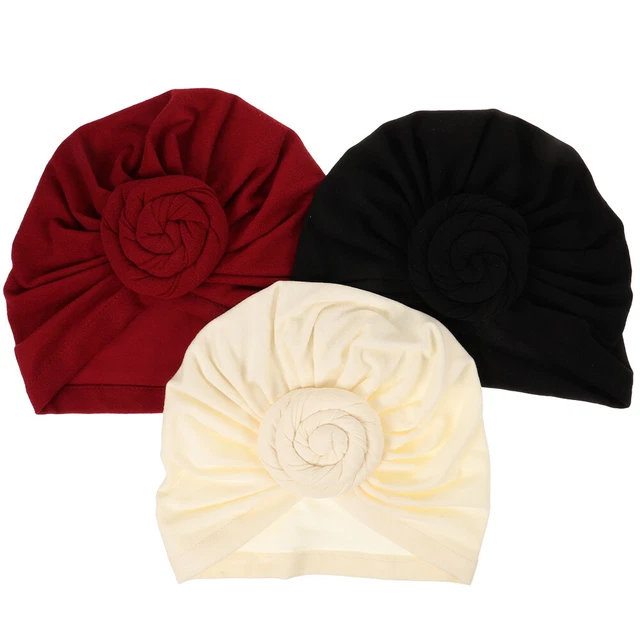 3 pz cappello pre-legato stile africano donna turbante nodo fiore