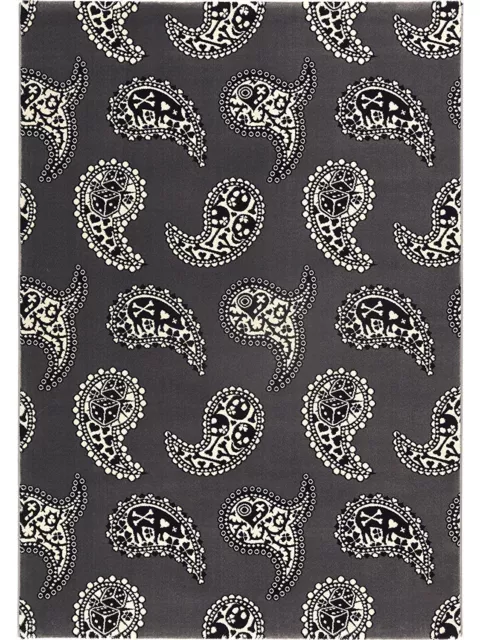 Lars Contzen Teppich Paisley 996 grau schwarz Design Teppich Verschiedene Größen