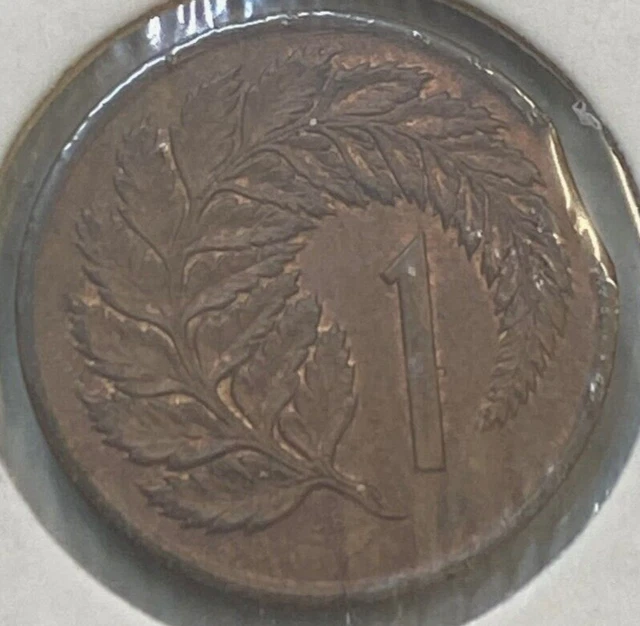 New Zealand 1967 One 1 Cent Error Clipped Planchet Both Sides Very Scarce  & Unc
