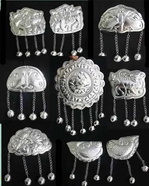 Tribal exotic chinese handmade miao silver costume jewellery DIY ornament 1piece