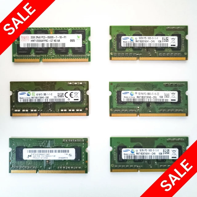 Lot De 4 Barrettes Mémoire RAM SO-DIMM DDR3 2Go PC3-10600 (1333MHz), Testées OK