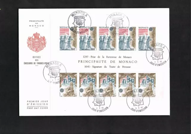 Monaco - FDC - Block 19 - Mi. Nr. 1526-1527  " EUROPA - Historische Ereignisse "