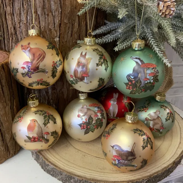 Woodland Wildlife Christmas Tree Bauble Decoration Gisela Graham Birds Rabbit