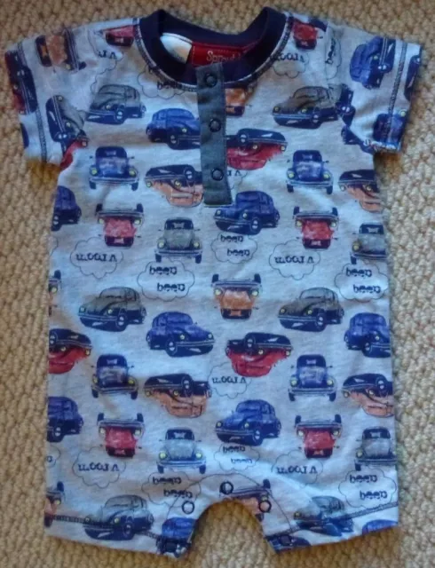 NWT Sprout Boys Vroom Cars Beep Beep Shortall Romper Jumpsuit Size 000 00 0